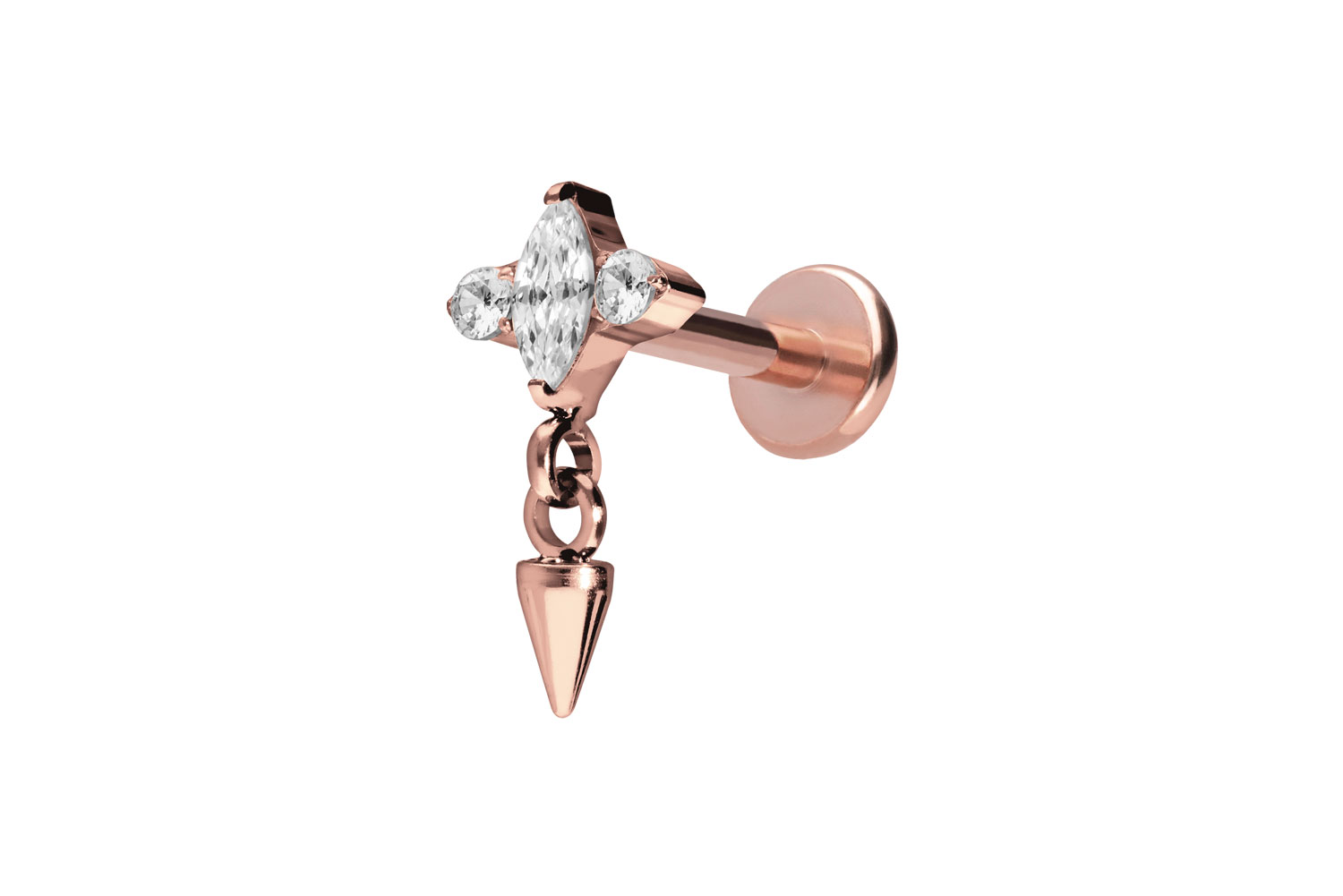 Titan Labret Piercing mit Innengewinde EINGEFASSTE KRISTALLE + SPITZE